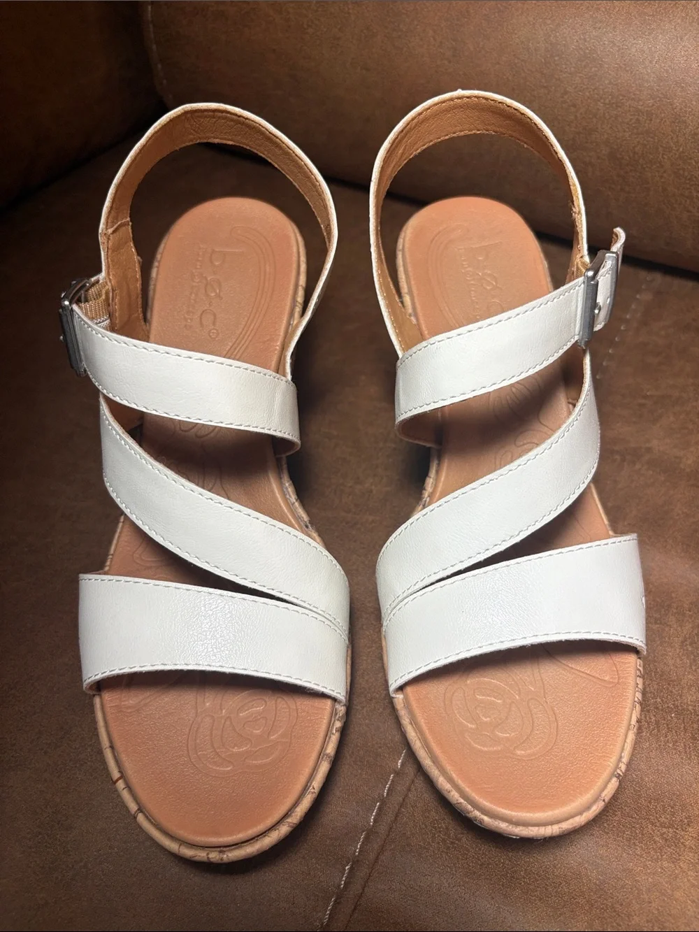 b.o.c. Born Concept Schirra White Wedge Slingback Sandals 10M